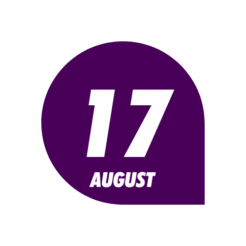 Icon of 17 August on purple circular background