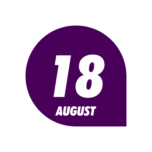 Icon of 18 August on purple circular background