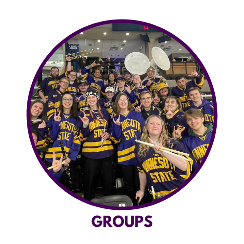 Group picture of Minnesota State University students wearing Minnesota State athletic jerseys