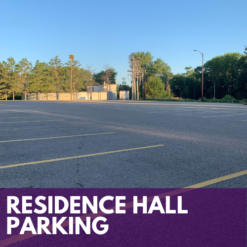 View of the residence hall parking lot