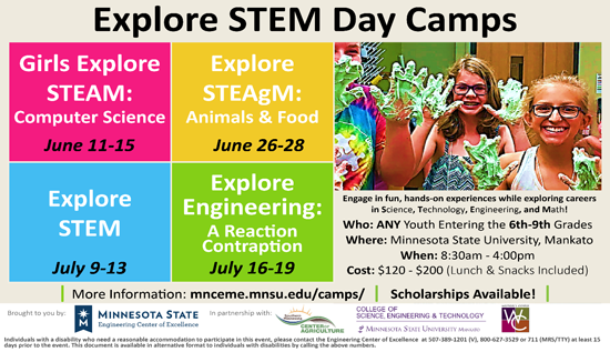a poster of a stem day camp